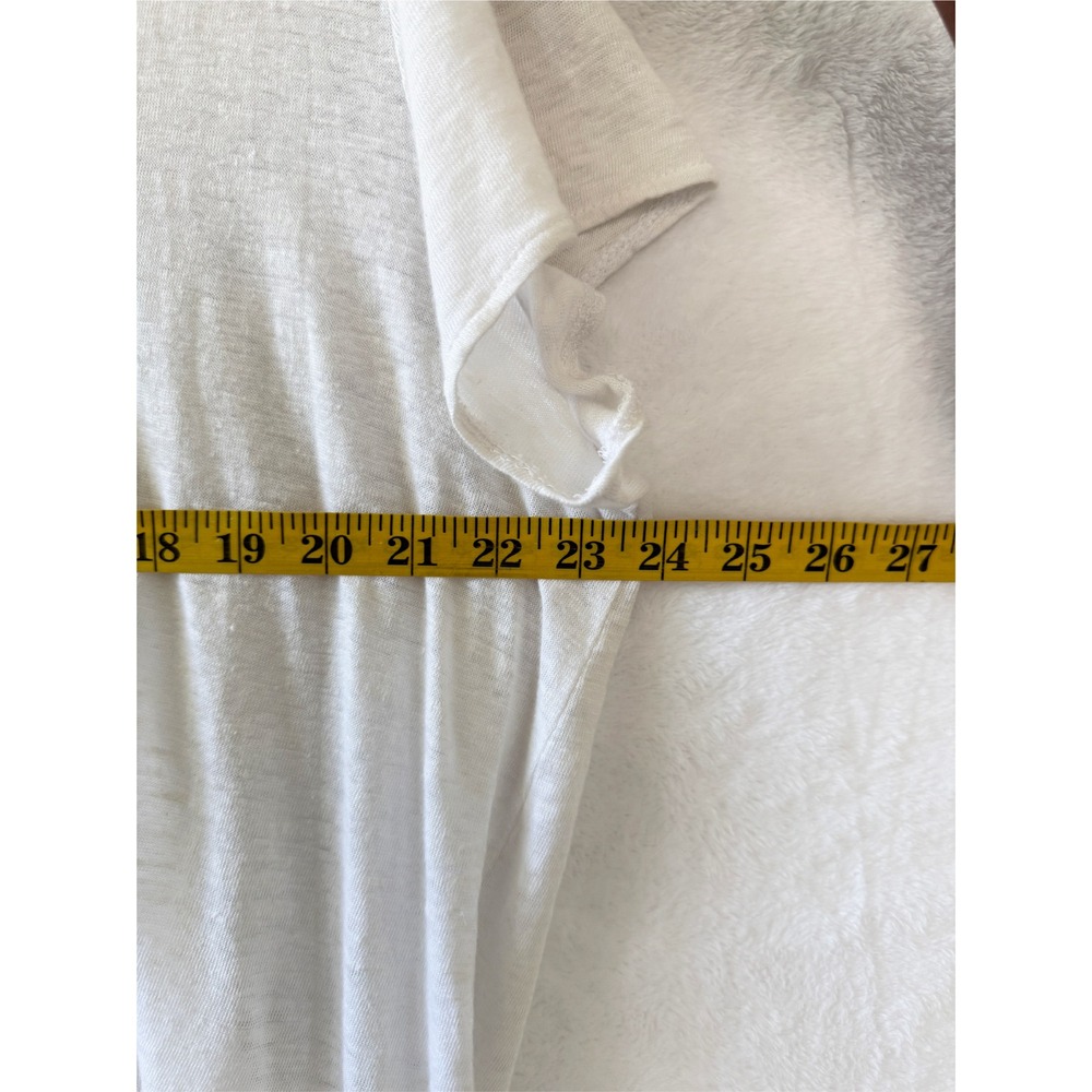 Tahari White Linen Short Sleeve V Neck Top Size 1X - Picture 3 of 6